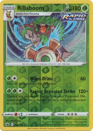 Rillaboom 018/198 reverse holo Chilling Reign, Hobby en Vrije tijd, Verzamelkaartspellen | Pokémon, Losse kaart, Nieuw, Foil, Ophalen of Verzenden