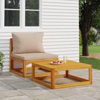 vidaXL 2-delige Loungeset met kussens massief acaciahout, Verzenden, Nieuw, Hardhout, Loungeset