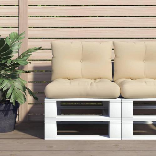 vidaXL Palletkussens 2 st stof beige, Huis en Inrichting, Woonaccessoires | Kussens, Beige, Nieuw, Verzenden
