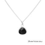 925 zilveren ketting met zwarte spinel hanger, Verzenden, Nieuw, Zilver