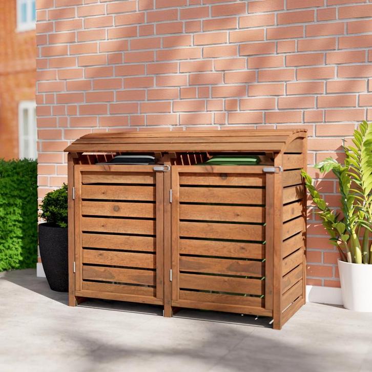 Dubbele Container Ombouw Bruin Geïmpregneerd Grenen Hout, Tuin en Terras, Bergingen en Tuinkasten, Nieuw, Hout, Verzenden