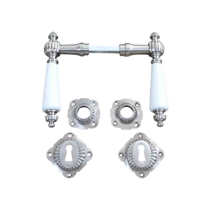 Retro deurbeslag set antieke deurgrepen, uit de 1930 jaren -, Doe-het-zelf en Verbouw, Hang- en Sluitwerk, Ophalen of Verzenden