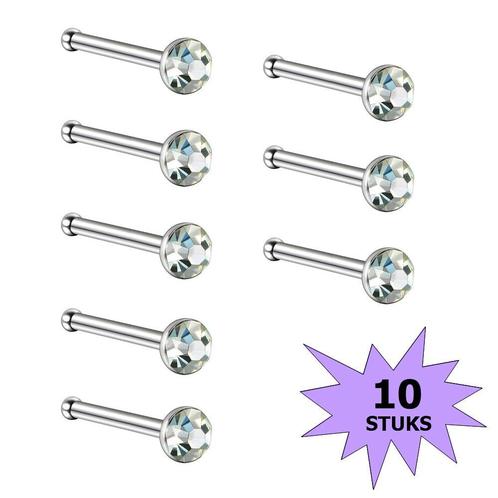 Fako Bijoux® - Neuspiercing - Staafje Kristal - 3.0mm - Wit, Sieraden, Tassen en Uiterlijk, Piercings, Verzenden