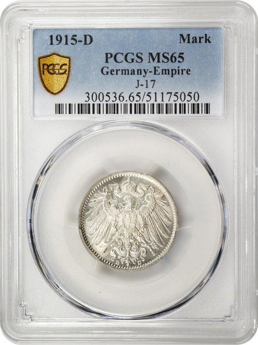 Duitsland, Beieren Wilhelm II. 1 Mark 1915 - PCGS MS65, Postzegels en Munten, Munten | Europa | Niet-Euromunten