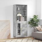 vidaXL buffetkast 69,5x34x180 cm bewerkt hout betongrijs, Verzenden, Nieuw, 50 tot 100 cm, Minder dan 100 cm