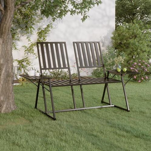 vidaXL Tuinbank 2-zits 165 cm staal zwart, Tuin en Terras, Tuinbanken, Nieuw, Metaal, Verzenden