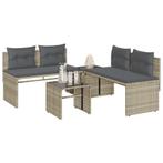 vidaXL 4-delige Loungeset met kussens poly rattan lichtgrijs, Tuin en Terras, Verzenden, Nieuw, Rotan, Loungeset