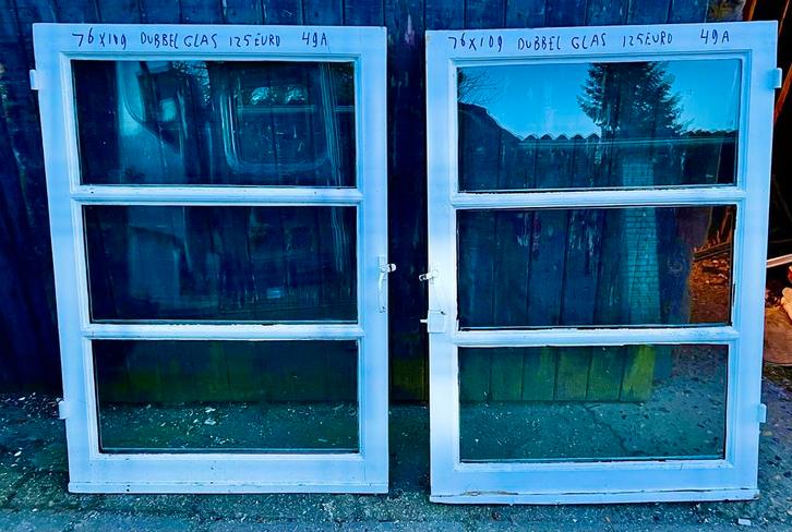 300 nieuwe - oude ramen dubbelglas enkel glas oud glas roede, Doe-het-zelf en Verbouw, Glas en Ramen, Gevelraam of Ruit, Gebruikt
