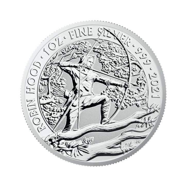 Zilveren munt Robin Hood 2021 1 troy ounce, Postzegels en Munten, Edelmetalen en Baren, Verzenden
