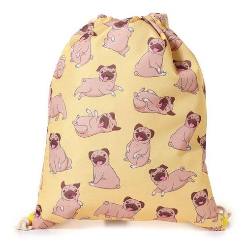 Trekkoord tas Mopshond Geel met beige NIEUW, Sieraden, Tassen en Uiterlijk, Tassen | Rugtassen, Nieuw, Ophalen of Verzenden