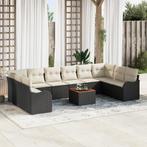 vidaXL 11-delige tuinbankset met kussen zwart poly rattan, Verzenden, Nieuw, Rotan