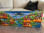 Haitian Naive School (XX) - XL canvas - Waterfront village, Antiek en Kunst