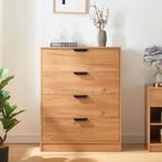 Commode Varkaus ladekast mdf met 4 lades 90x70x40 cm eikenkl, Verzenden, Nieuw
