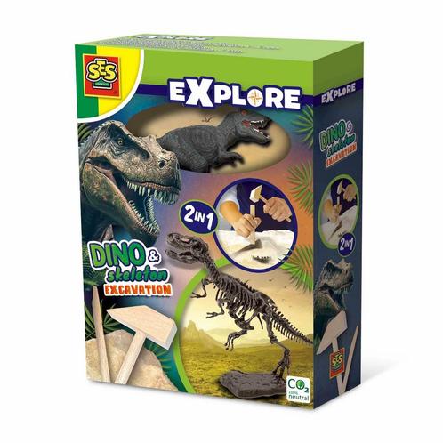 SES - Explore - Dino en skelet opgraven 2 in 1 - T-rex, Kinderen en Baby's, Speelgoed | Educatief en Creatief, Knutselen, Nieuw