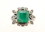 Ring - 19.2 kt. Witgoud Smaragd - Diamant, Nieuw