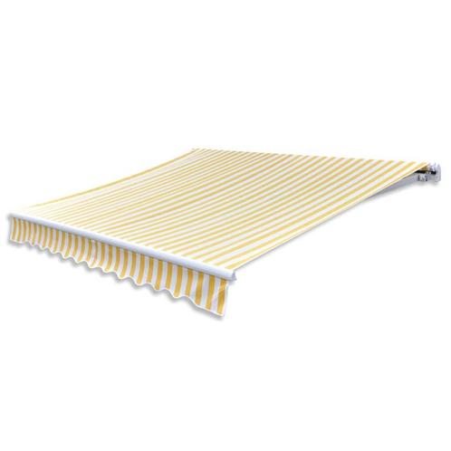 vidaXL Luifel handmatig uittrekbaar 300 cm geel/wit, Tuin en Terras, Zonneschermen, Nieuw, Verzenden