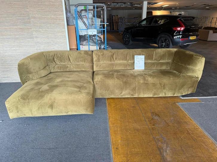 Hoekbank Opal 2 delig luxe stof velvet mos groen mega sofa, Huis en Inrichting, Banken | Bankstellen, 300 cm of meer, 125 tot 150 cm