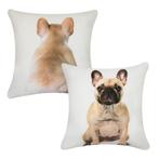 canvas kussen franse bulldog blond dubbelzijdig 33x33cm, Verzenden, Nieuw