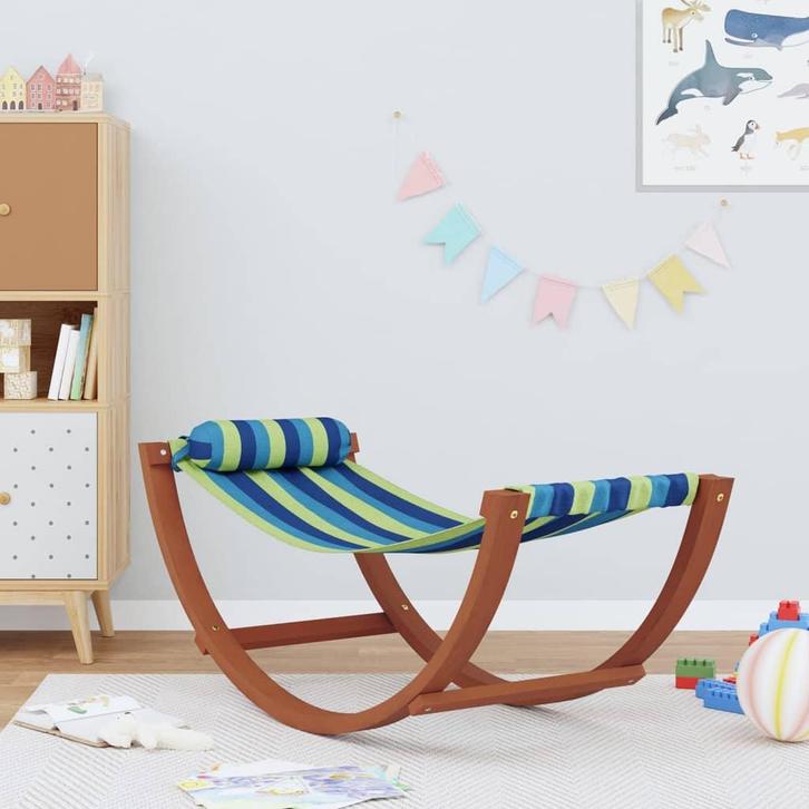 vidaXL Hangmatschommel voor kinderen stof blauw en groen, Tuin en Terras, Ligbedden, Nieuw, Verzenden