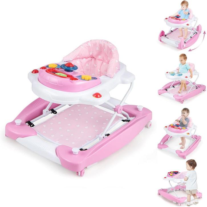 Loopstoel - Baby walker - Loopwagen - Opvouwbaar - Roze - CO, Kinderen en Baby's, Speelgoed | Babyspeelgoed, Zo goed als nieuw
