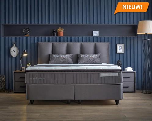 Opberg boxspring Birdybedd Antraciet - 160x200 cm, Huis en Inrichting, Slaapkamer | Boxsprings, Grijs, Nieuw, Verzenden