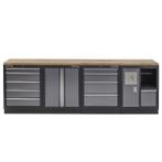 Werkbank set met hardhouten werkblad, gereedschapskast, af..