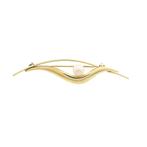 Vintage gouden broche met cultivé parel (vintage broche), Sieraden, Tassen en Uiterlijk, Broches, Gebruikt, Overige kleuren, Ophalen of Verzenden