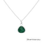 925 zilveren ketting met malachiet hanger – krachtig en stij, Sieraden, Tassen en Uiterlijk, Kettingen, Verzenden, Nieuw, Zilver