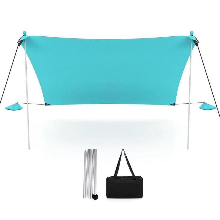 2dekans | Coast Draagbare Strandtent 3 x 3 m Turquoise -, Tuin en Terras, Zonneschermen, Zo goed als nieuw, Ophalen of Verzenden