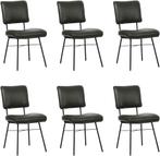 Set van 6 Leren eetkamerstoelen - Echt leer, Industrieel, Co, Huis en Inrichting, Overige kleuren, Nieuw, Ophalen of Verzenden