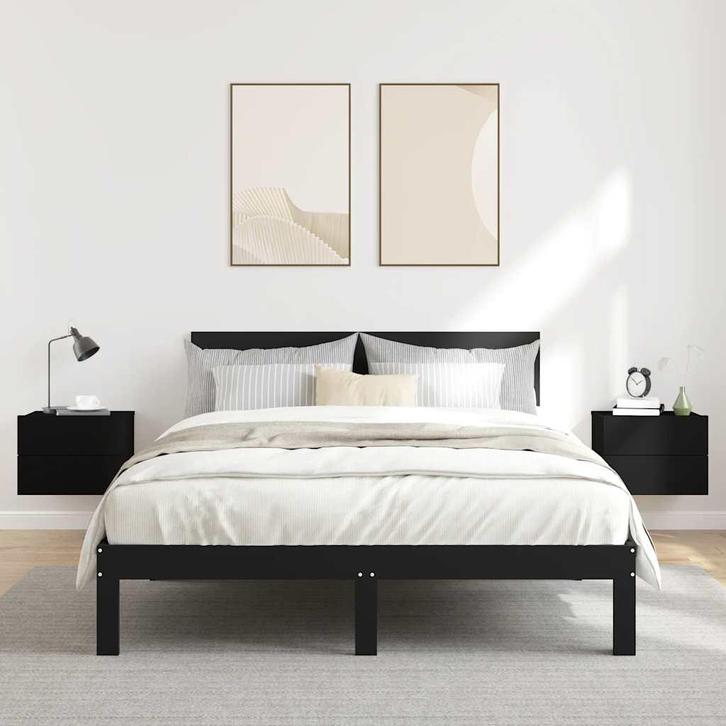 vidaXL Nachtkastjes 2 st 40x30x30 cm bewerkt hout zwart, Huis en Inrichting, Slaapkamer | Nachtkastjes, Nieuw, Minder dan 45 cm