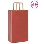 vidaXL Papieren zakken 250 st met hengsels 21x11x36 cm rood, Verzenden, Nieuw