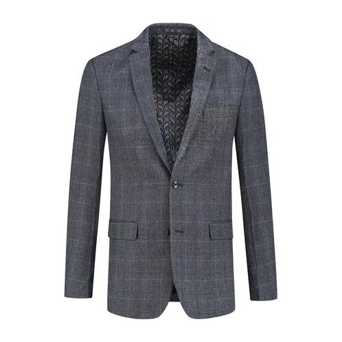 GENTS - Colbert tweedlook ruit blauw - 50, Kleding | Heren, Kostuums en Colberts, Verzenden