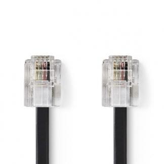 Telecom RJ11 kabel - 10 meter (Zwart), Computers en Software, Pc- en Netwerkkabels, Nieuw, Verzenden