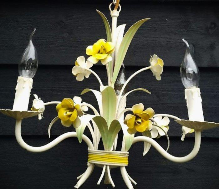 Kroonluchter - Floral - Smeedijzer - Tole kroonluchter, Antiek en Kunst, Antiek | Lampen