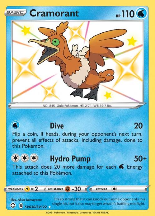 Cramorant sv030/sv122 shining fates-baby shiny, Hobby en Vrije tijd, Verzamelkaartspellen | Pokémon, Losse kaart, Nieuw, Foil
