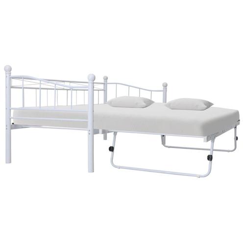 vidaXL Bedframe staal wit 180x200/90x200 cm, Huis en Inrichting, Slaapkamer | Bedden, 80 cm, 200 cm, Wit, Eenpersoons, Nieuw, Metaal