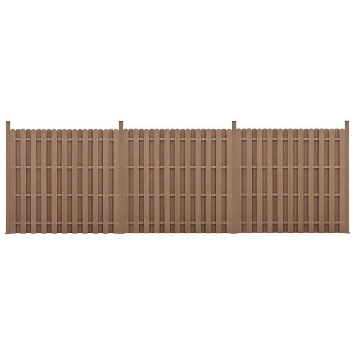 WPC Schuttingpaneel 11 planken met palen 185x562 cm bruin, Tuin en Terras, Schuttingen, Verzenden