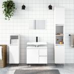 vidaXL 3-delige Badkamermeubelset bewerkt hout wit, Huis en Inrichting, Badkamer | Badkamermeubels, Verzenden, Nieuw