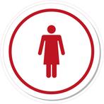 1x 15cm Rond| Dames Toilet ronde sticker Zwart Blauw Rood, Verzenden, Nieuw