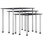 vidaXL 3-delige Tafeltjesset gehard glas zwart, Huis en Inrichting, Tafels | Bijzettafels, Verzenden, Nieuw, Glas, Minder dan 45 cm