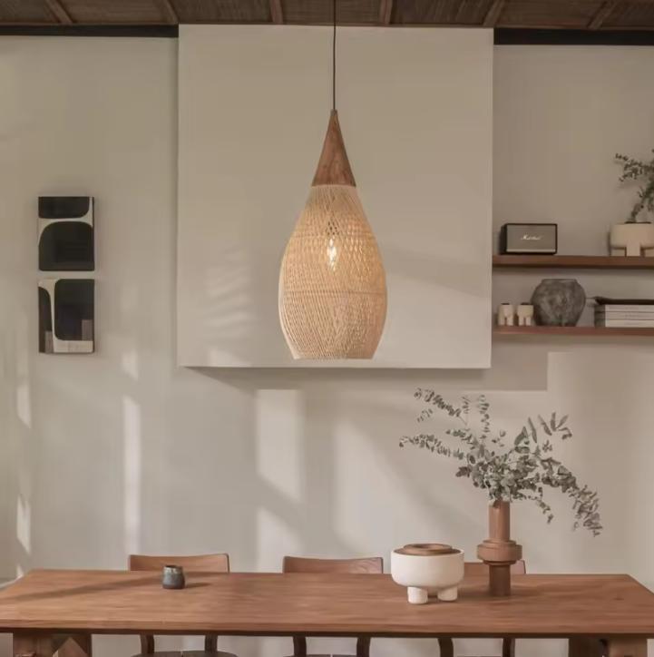 Rotan Hanglamp – Handgeweven Plafondlamp 25×50 cm Vintage, Huis en Inrichting, Lampen | Hanglampen, Nieuw, Verzenden