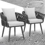 Tuinstoelen - Met kussens - Weerbestendig - Set van 2 - Grij, Tuin en Terras, Tuinstoelen, Verzenden, Zo goed als nieuw