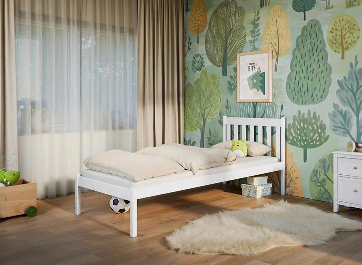 Kinderbed Mart - 1-persoons - 90 x 200 - Wit, Kinderen en Baby's, Kinderkamer | Bedden, 180 cm of meer, Nieuw, 85 tot 100 cm, Verzenden