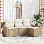 vidaXL Tuin Sofa Set met kussen met opslag 4 pcs Beige,, Verzenden, Nieuw, Rotan