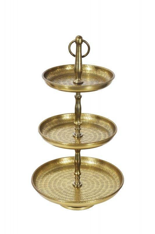 Design taartplateau ORIENT 47cm goud in wild hammer finish, Huis en Inrichting, Woonaccessoires | Vazen, Ophalen of Verzenden