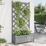 vidaXL Plantenbak met latwerk massief vurenhout grijs, Verzenden, Nieuw, Hout
