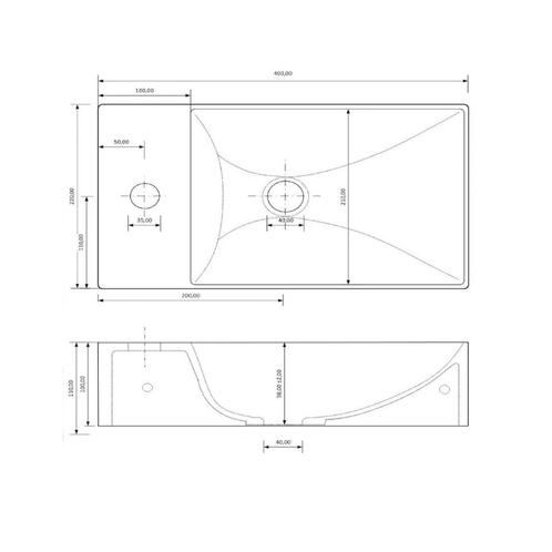 Fontein Gliss Design Freya Solid Marble 40x22x10 cm Met, Doe-het-zelf en Verbouw, Sanitair, Ophalen of Verzenden