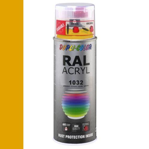 Dupli-Color Ral Acryl Ral 1032 Brem Geel Hoogglans 400 ml, Doe-het-zelf en Verbouw, Verf, Beits en Lak, Nieuw, Ophalen of Verzenden