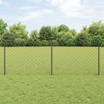vidaXL Kettinglink Hek met 10 U-Palen Grijs 0.8x10 m Staal, Verzenden, Nieuw, IJzer